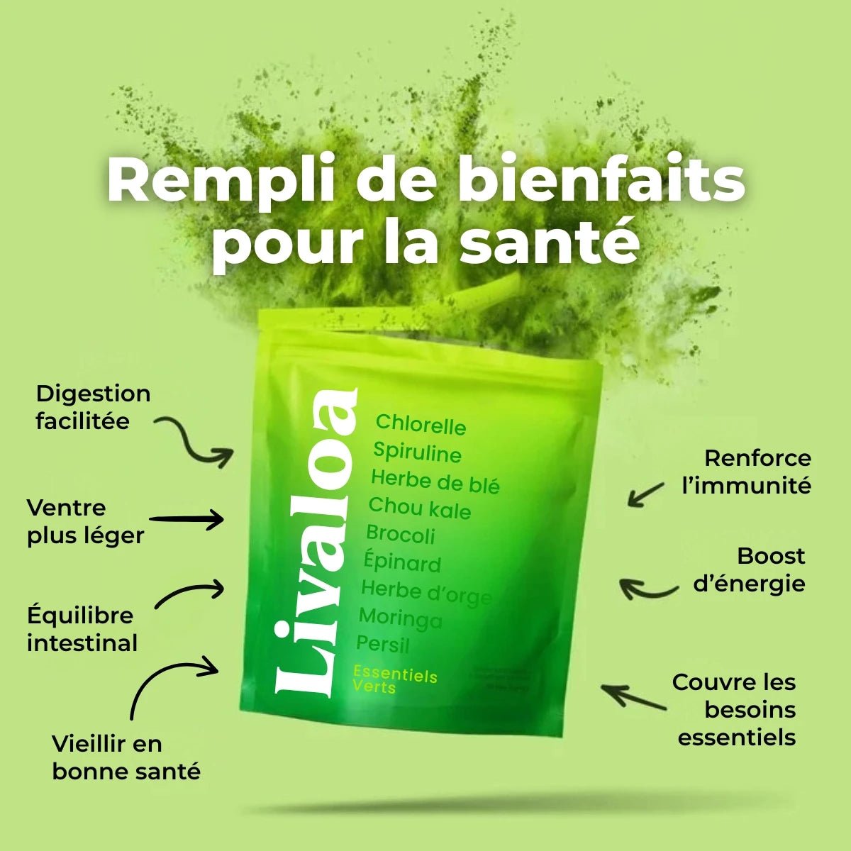 Les Essentiels Verts : poudre de légumes verts 100 % naturelle - Livaloa