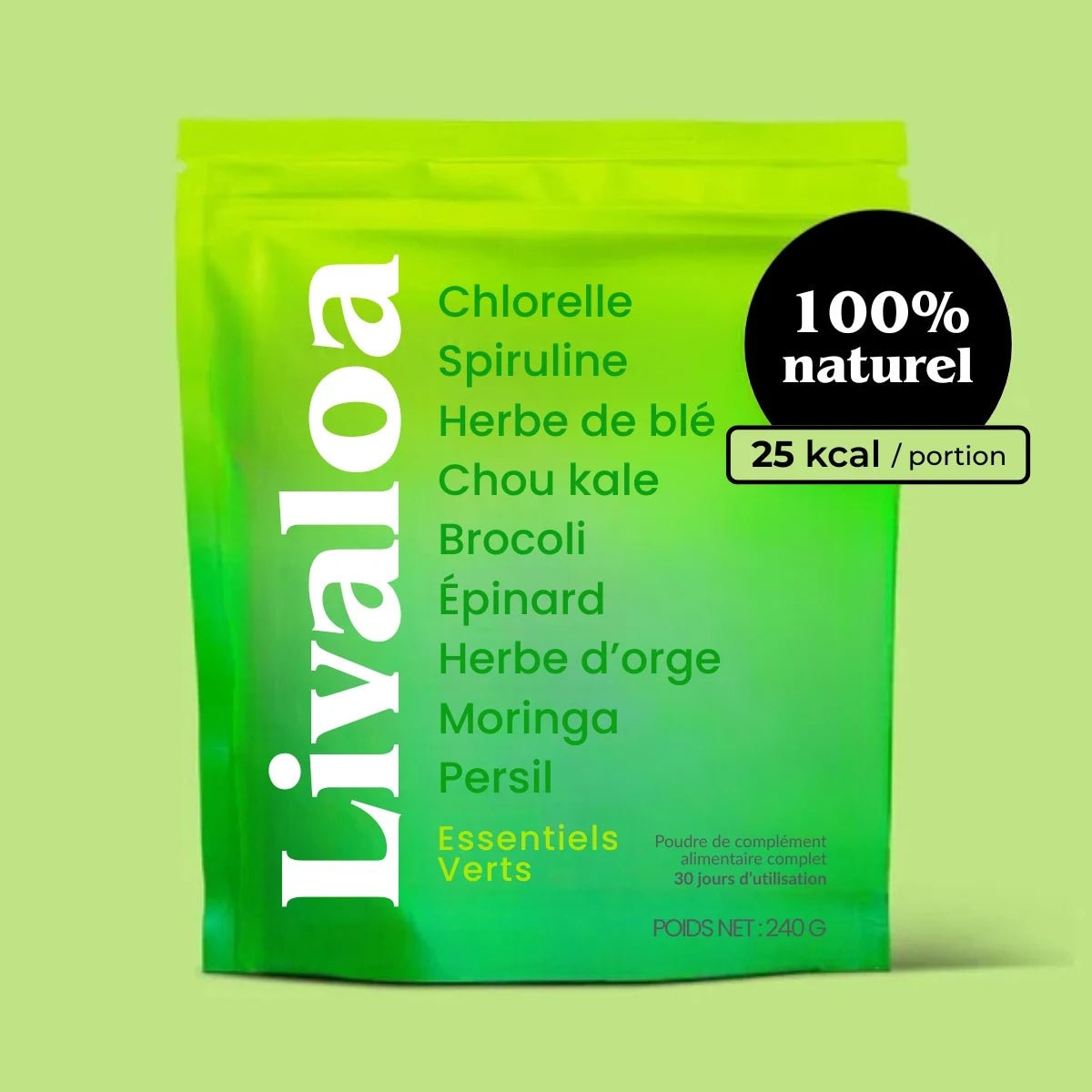 Les Essentiels Verts : poudre de légumes verts 100 % naturelle - Livaloa